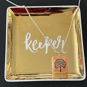 Fused Glass with Tree of Life Image Orange